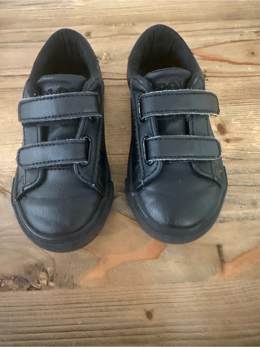 Polo Ralph Lauren Triple Black Tumbled Scholar EZ Shoes, Toddler 7 1/2, GUC